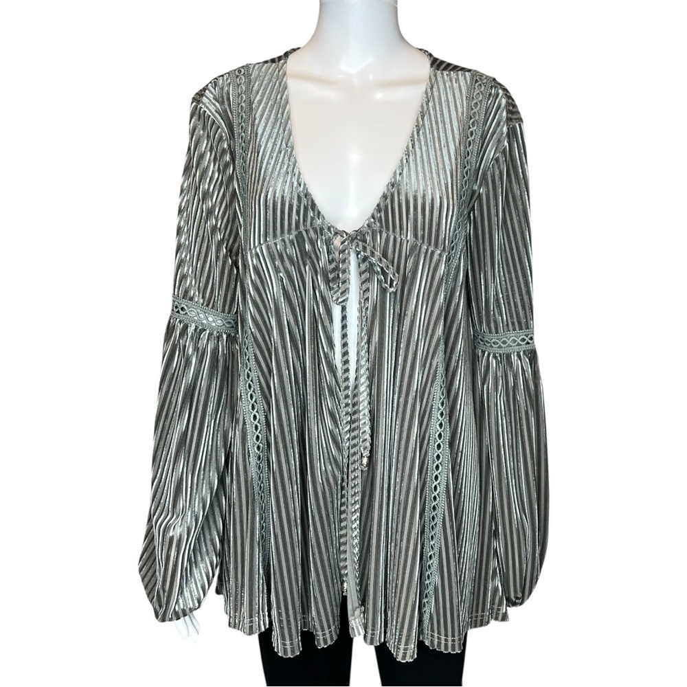 POL Boho Velvet Striped Kimono L
